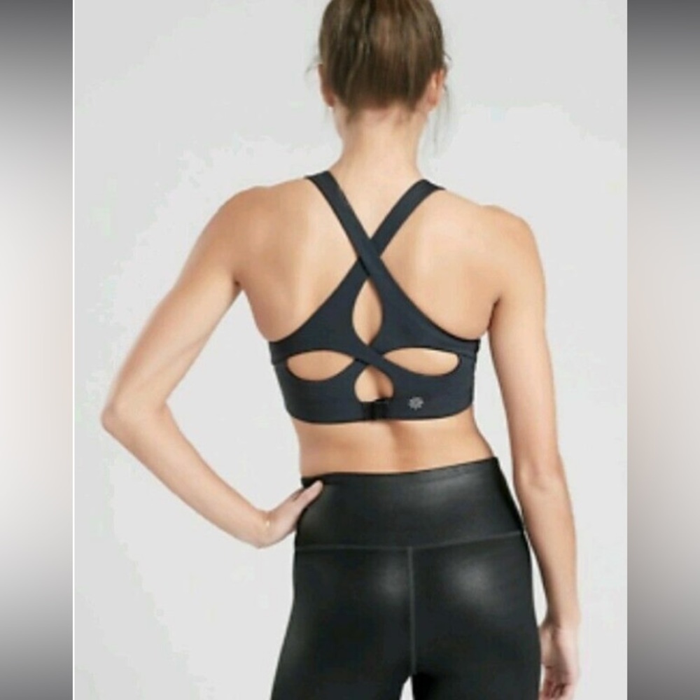 NWOT Athleta Printed Blossom High Neck Bra in Spring Night Sz S - Picture 2 of 9